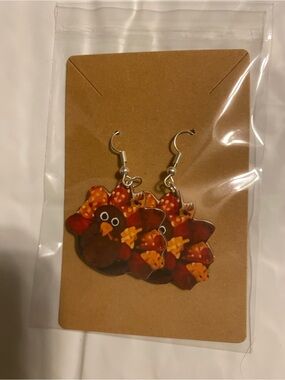 Hand Crafted Brown and Orange Turkey Earrings